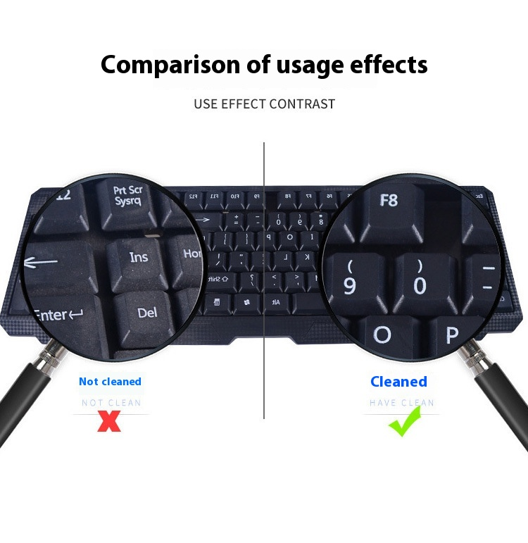 Keyboard before and after cleaning comparison