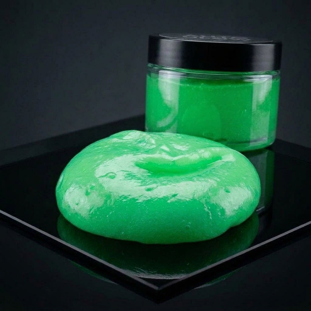 Green cleaning gel in jar