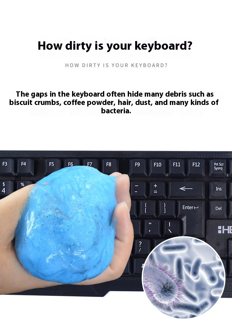 How dirty is your keyboard - cleaning gel removing dust and bacteria