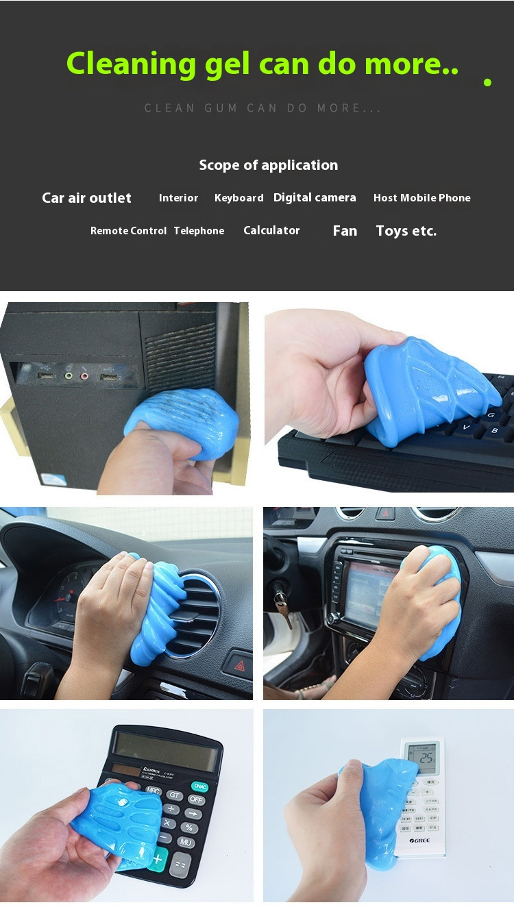 Cleaning gel scope of application - car vents, keyboard, camera, phone, remote, calculator